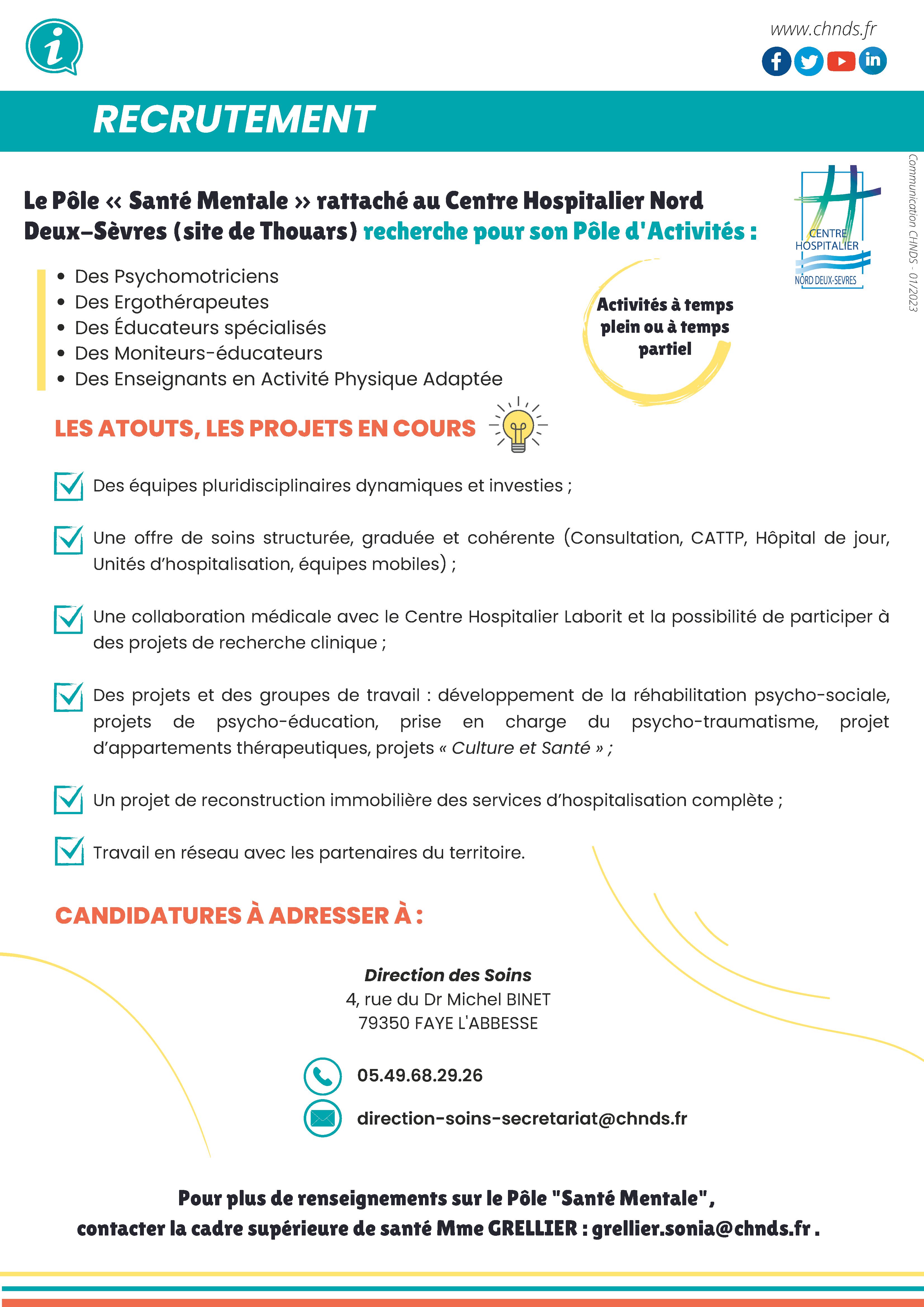 Ducateur Sp Cialis H F Nos Emplois Centre Hospitalier Nord Deux